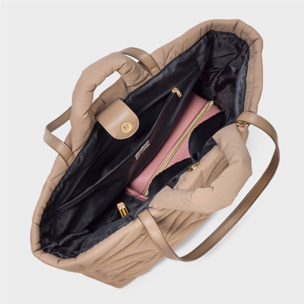 Target Quilted Beige Kate Tote Bag - Picture 3 of 15